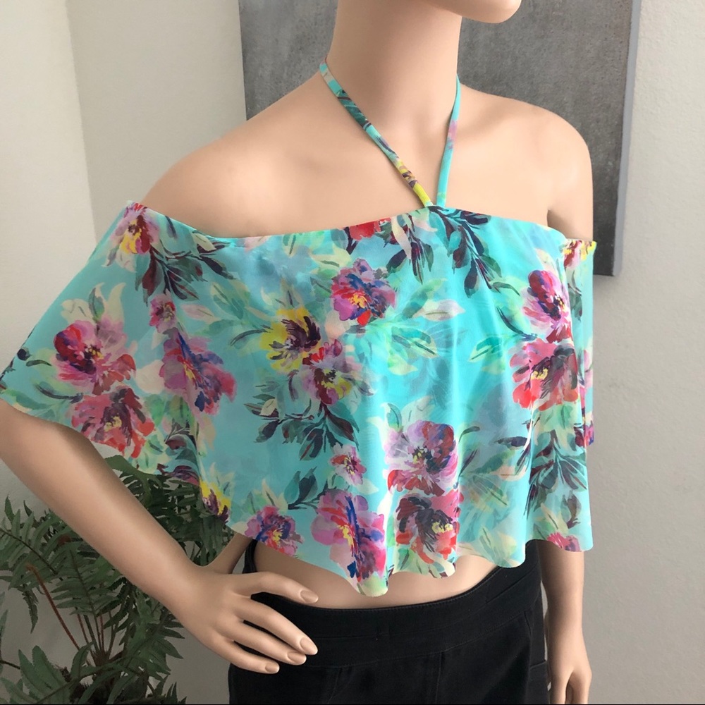 Guess by Marciano Floral Halter Off-Shoulder Crop Top NWT Medium - Picture 2 of 11